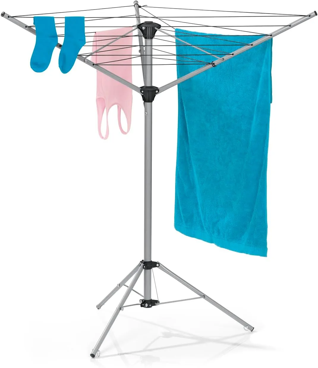Bild von EASYmaxx Wäschespinne zusammenklappbarer Wäscheständer für innen und außen wetterfest und höhenverstellbar aus Aluminium