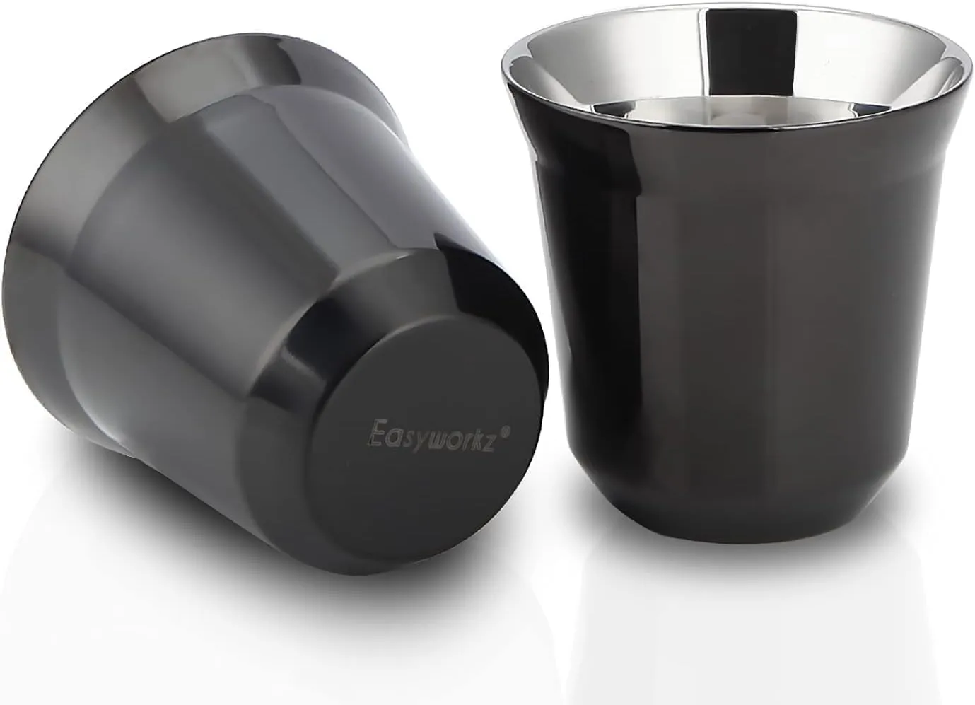 Bild von Easyworkz 2er-Set doppelwandige Espressotassen aus Edelstahl, 75 ml, schwarz