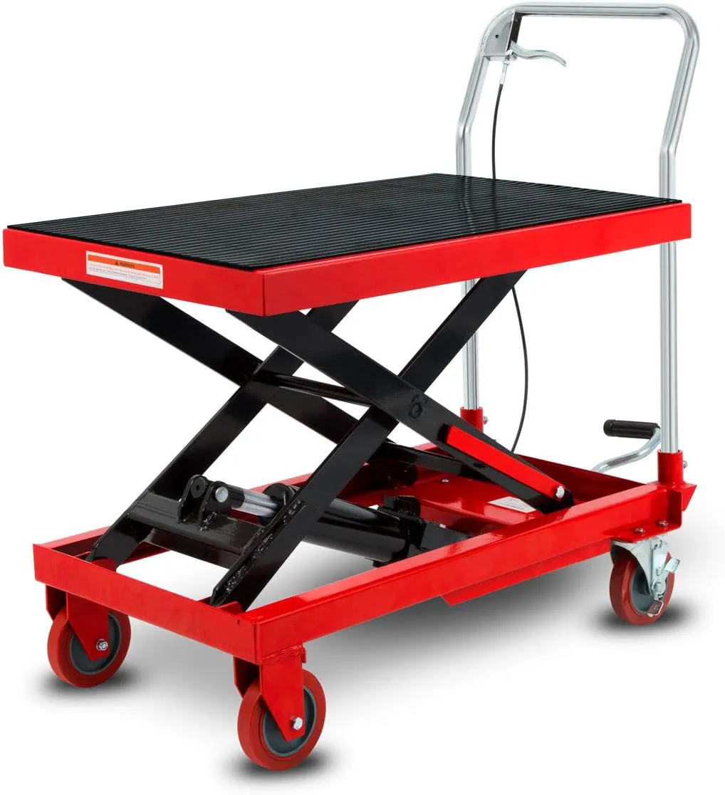Bild von EBERTH Scherenhubwagen mit hydraulischem Tisch, Traglast 500 kg, Tischgröße 820x520 mm, Hubhöhe 295-780 mm, inklusive Bremse und Anti-Rutsch-Funktion