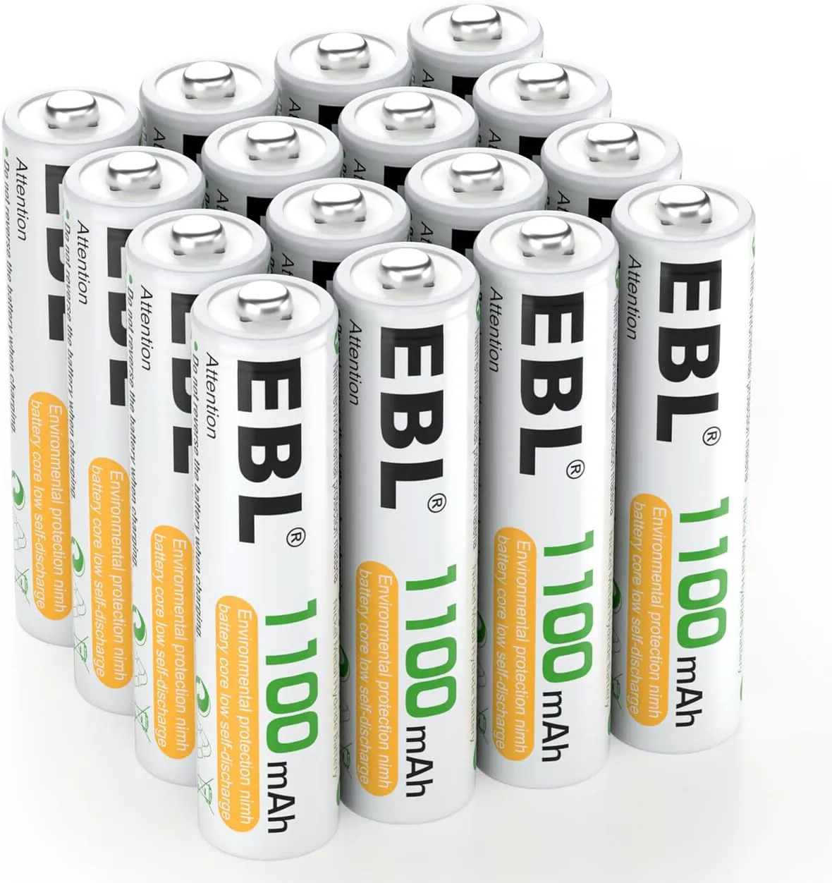 Bild von EBL 16er Set AAA NiMH Akkus mit 1100mAh und 1.2V, wiederaufladbar
