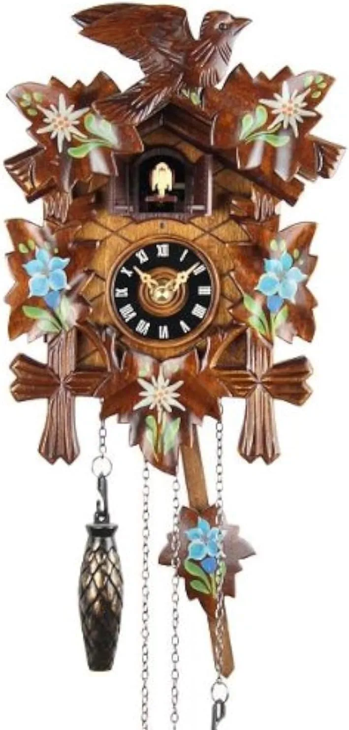 Bild von Eble Kuckucksuhr aus Echtholz mit batteriebetriebenem Quartzwerk und bemaltem Kuckuckruf, 22 cm, Artikelnummer 85990001