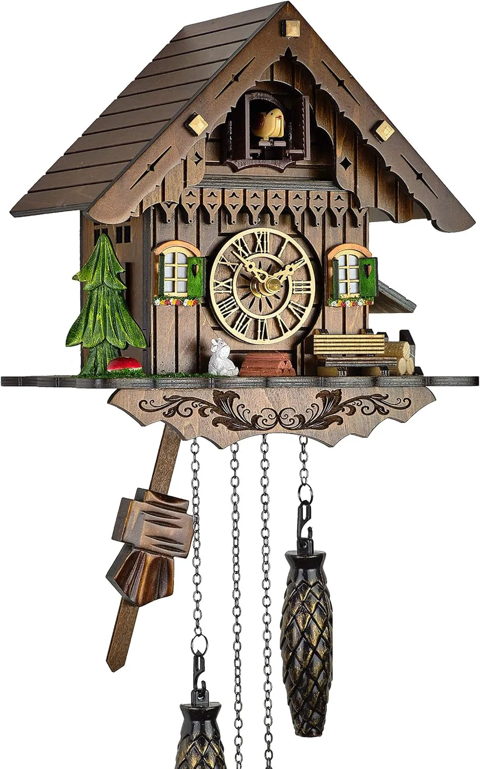 Bild von Eble Kuckucksuhr aus Echtholz mit batteriebetriebenem Quartzwerk und Musik, 21 cm, Artikelnummer 60850000
