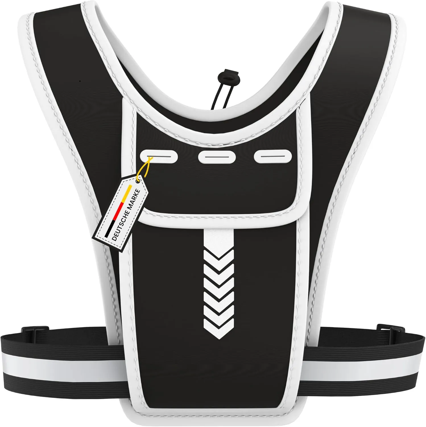 Bild von ECHOVO Reflektierende Laufweste für Damen und Herren mit Trinkflasche und zwei Taschen in Schwarz