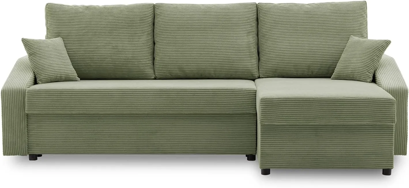 Bild von Ecksofa Dorma mit Schlaffunktion und modernem Design, einfach aufzubauen, geeignet für das Wohnzimmer, Modell POSO 047