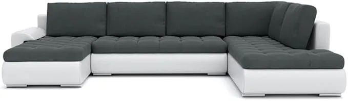 Bild von Ecksofa Tokio II mit Schlaffunktion und Bettkasten in der Farbe Jasmine 96 und Soft 17, Maße 1,2 x 3 x 0,75 m