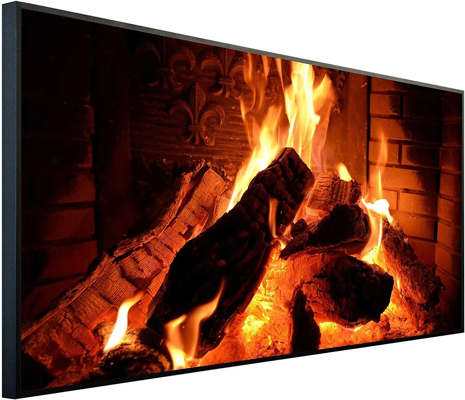 Bild von Ecowelle Infrarotheizung mit Bild und 750 Watt, 60x120 cm, Made in Germany, Modell 4 Kaminfeuer