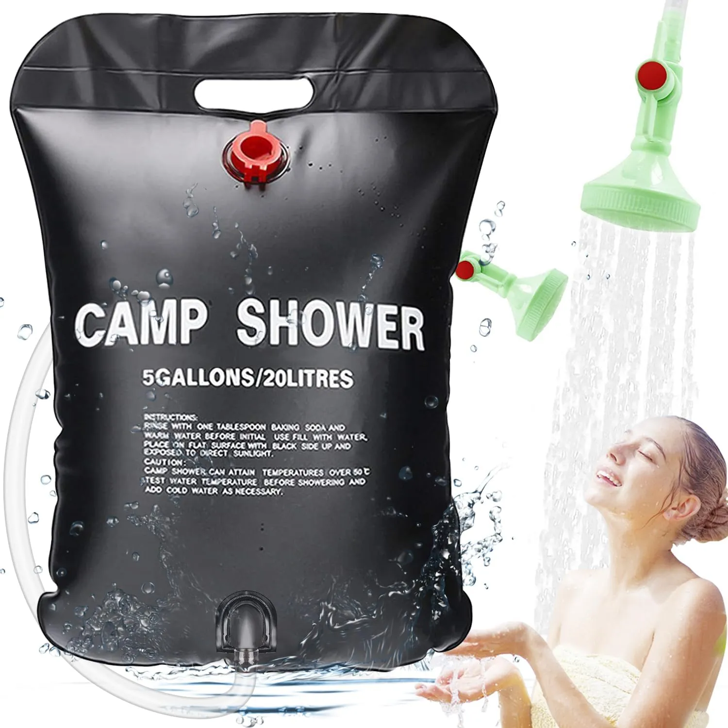 Bild von ECtury 20 Liter Solardusche für Camping und Garten mit Duschkopf, Schlauch und Tragetasche