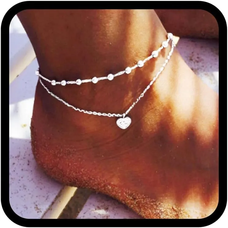 Bild von Edary Fußkettchen für Damen aus Silber mit Muscheldesign und Strassperlen