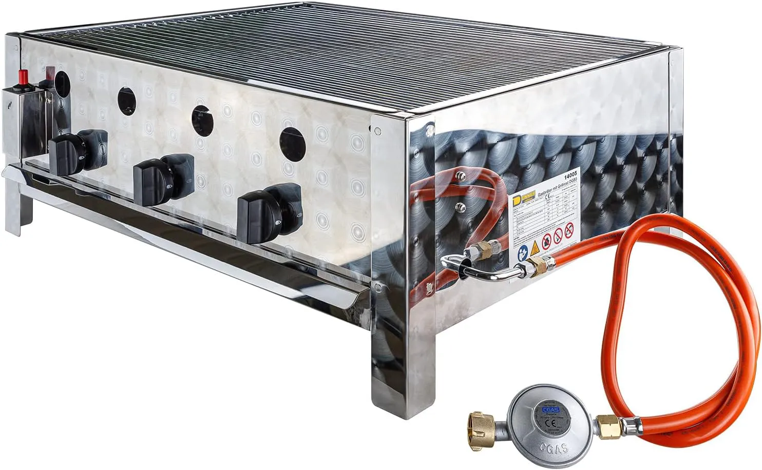 Bild von Edelstahl Gasgrill mit 3 Flammen und 10 kW Leistung, inklusive Grillrost