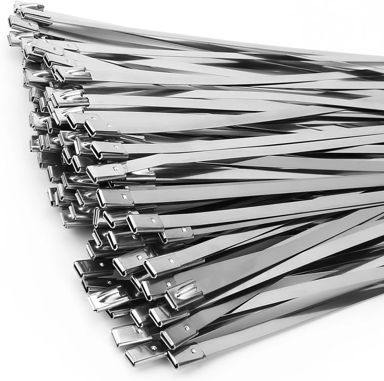 Bild von Edelstahl Kabelbinder Set mit 100 Stück, 300 mm x 4,6 mm, V2A 1.4301, für Hitzeschutzband und Metallzaun