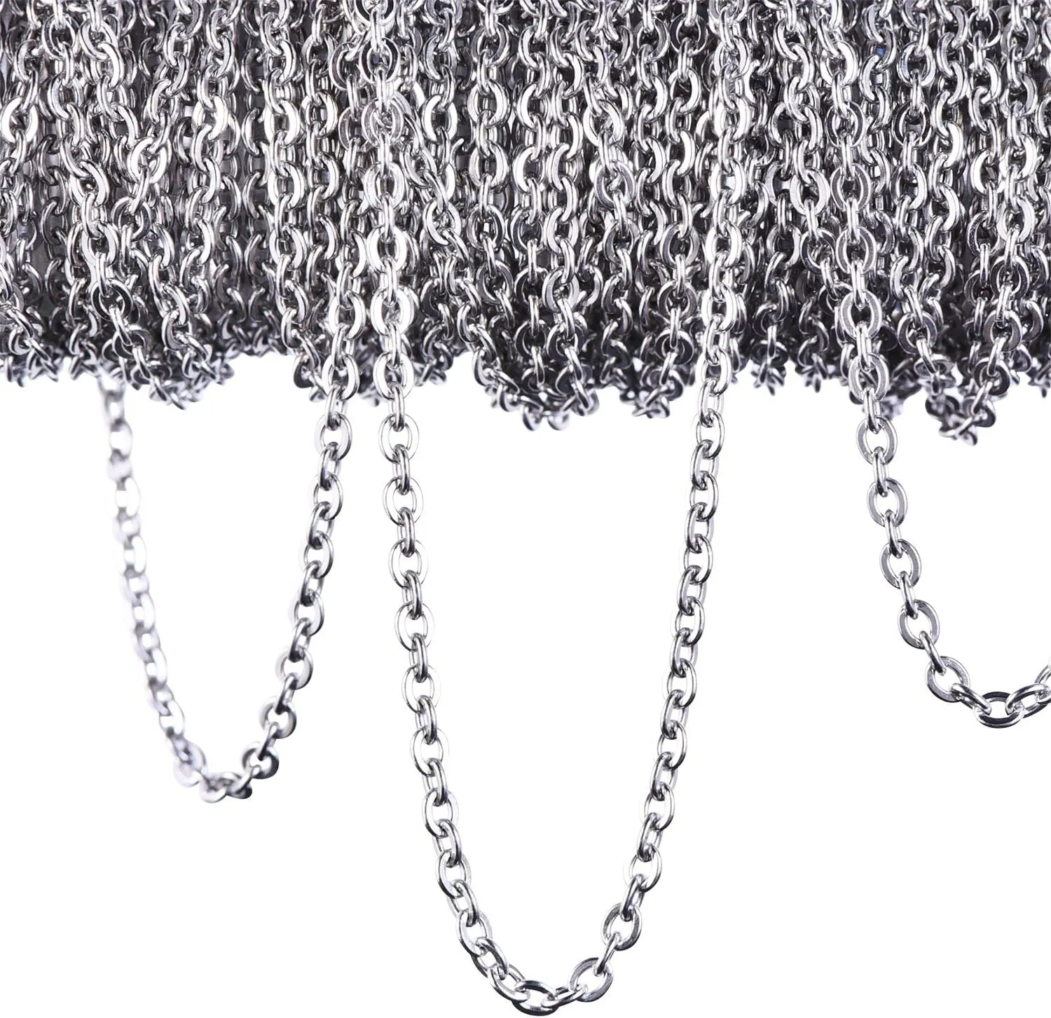 Bild von Edelstahl Kette mit 12 Metern Länge und 2,4 mm Durchmesser für Schmuckzubehör DIY in Silber