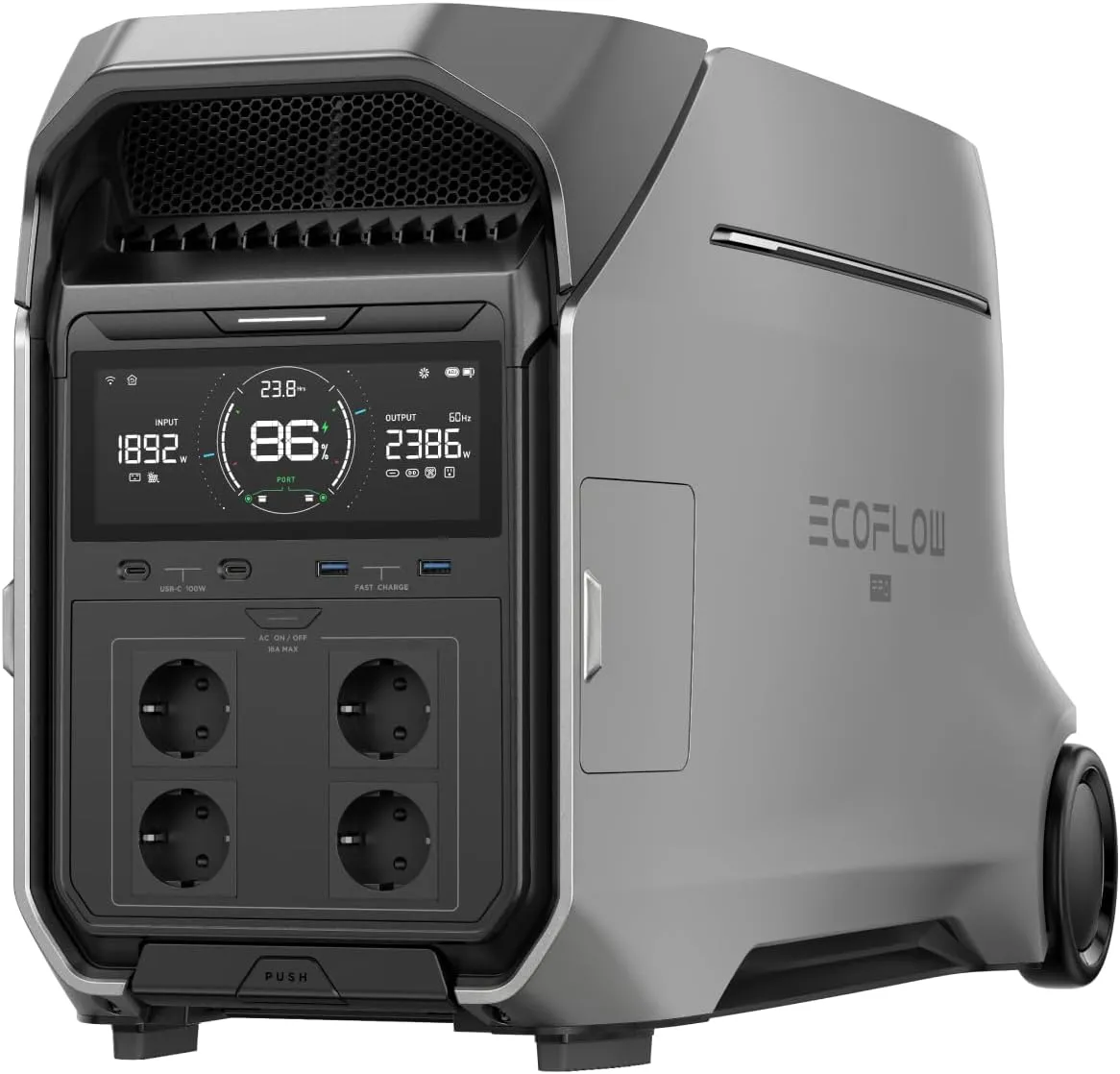 Bild von EF ECOFLOW DELTA Pro 3 Tragbare Powerstation mit 4096 Wh LFP-Batterie, erweiterbar auf 12 kWh und 4000 W AC Ausgang, ideal für Zuhause, Camping und Notfälle