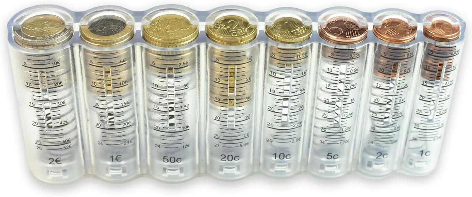 Bild von Effektivo Euro Münzspender mit Skala und transparentem Münzsortierer