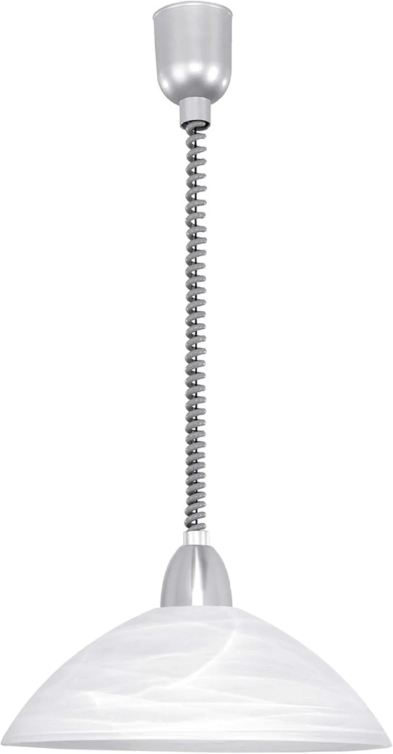 Bild von EGLO Lord 2 Pendelleuchte aus Metall und Kunststoff in Silber und Grau mit Alabasterglas und E27 Fassung, höhenverstellbar