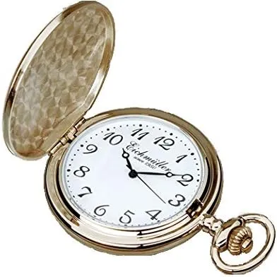 Bild von Eichmüller Vintage Taschenuhr aus Messing mit Quarzwerk und 45 mm Durchmesser, inklusive Samtbox und Kette