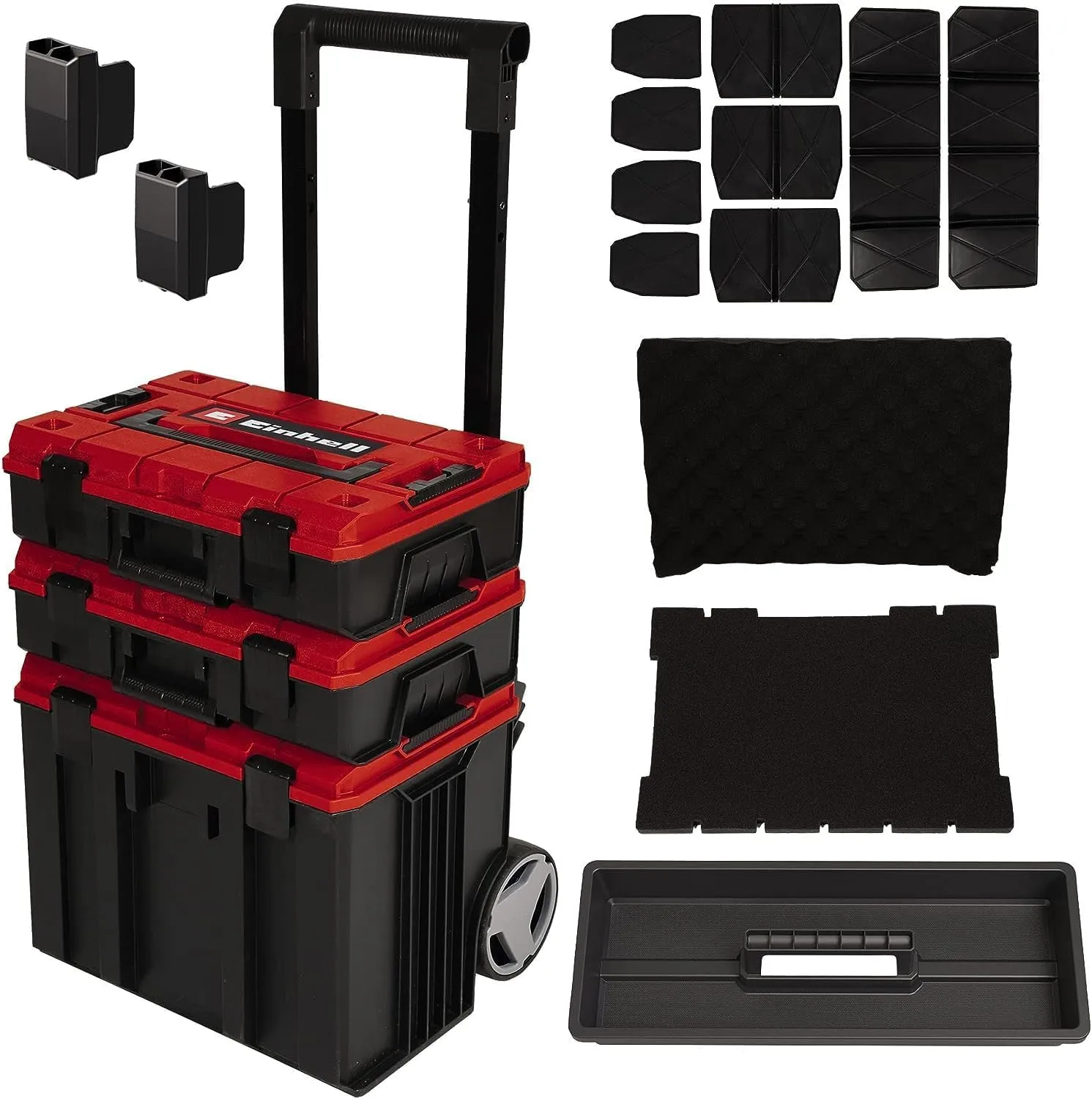 Bild von Einhell E-Case Tower Set mit 3 stapelbaren Koffern für bis zu 120 kg zur Aufbewahrung und zum Transport von Werkzeug und Zubehör