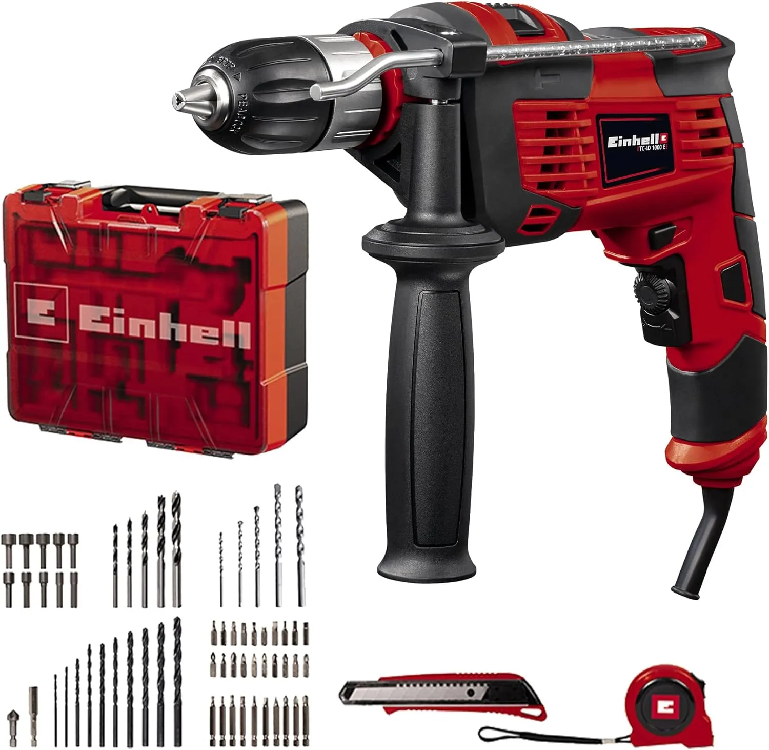Bild von Einhell TC-ID 1000 E Schlagbohrmaschinen-Set mit 1010 Watt und 64-teiligem Zubehör im Koffer