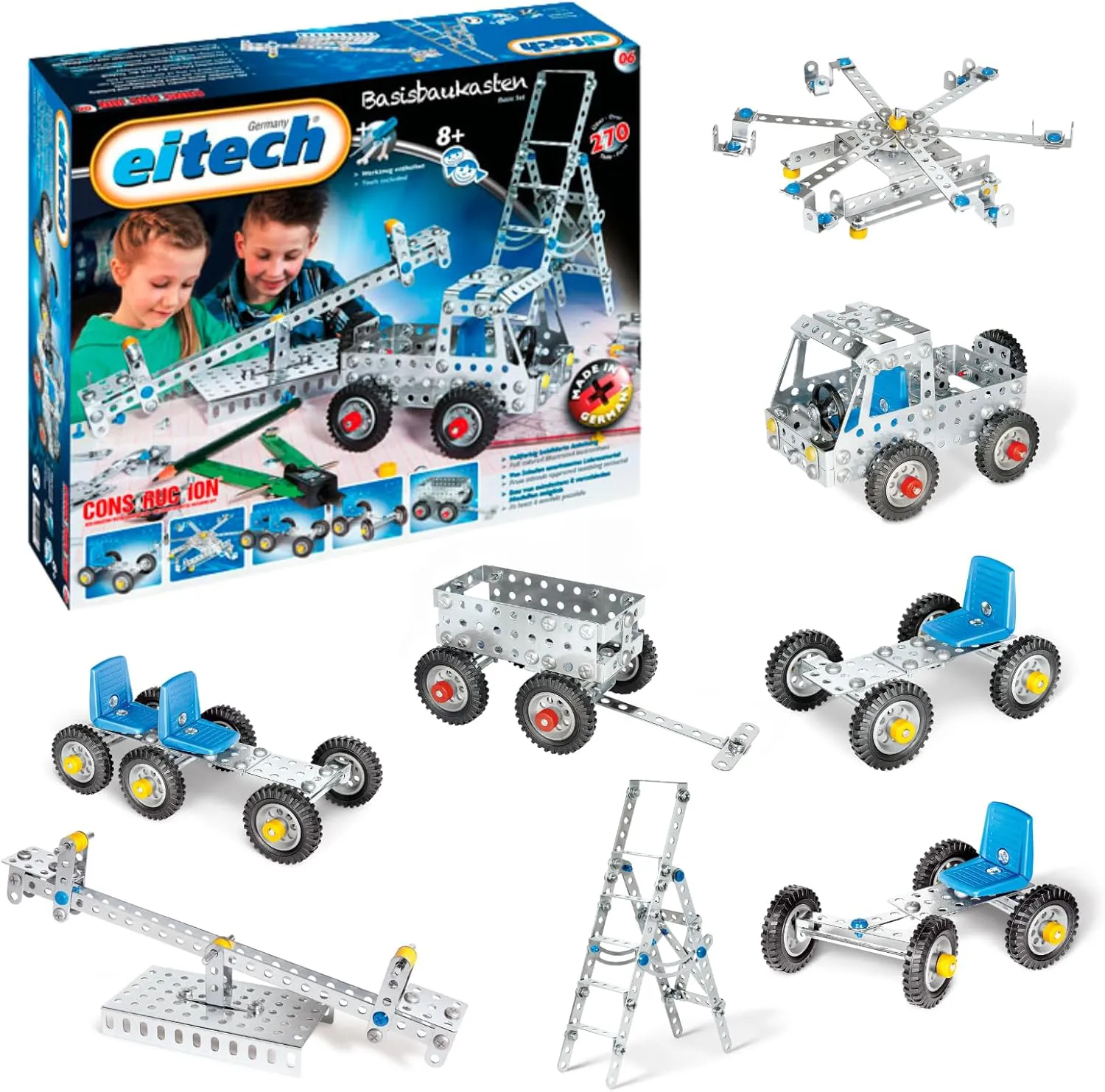 Bild von Eitech Metallbaukasten 00006 für Kinder ab 8 Jahren mit mindestens 8 baubaren Modellen