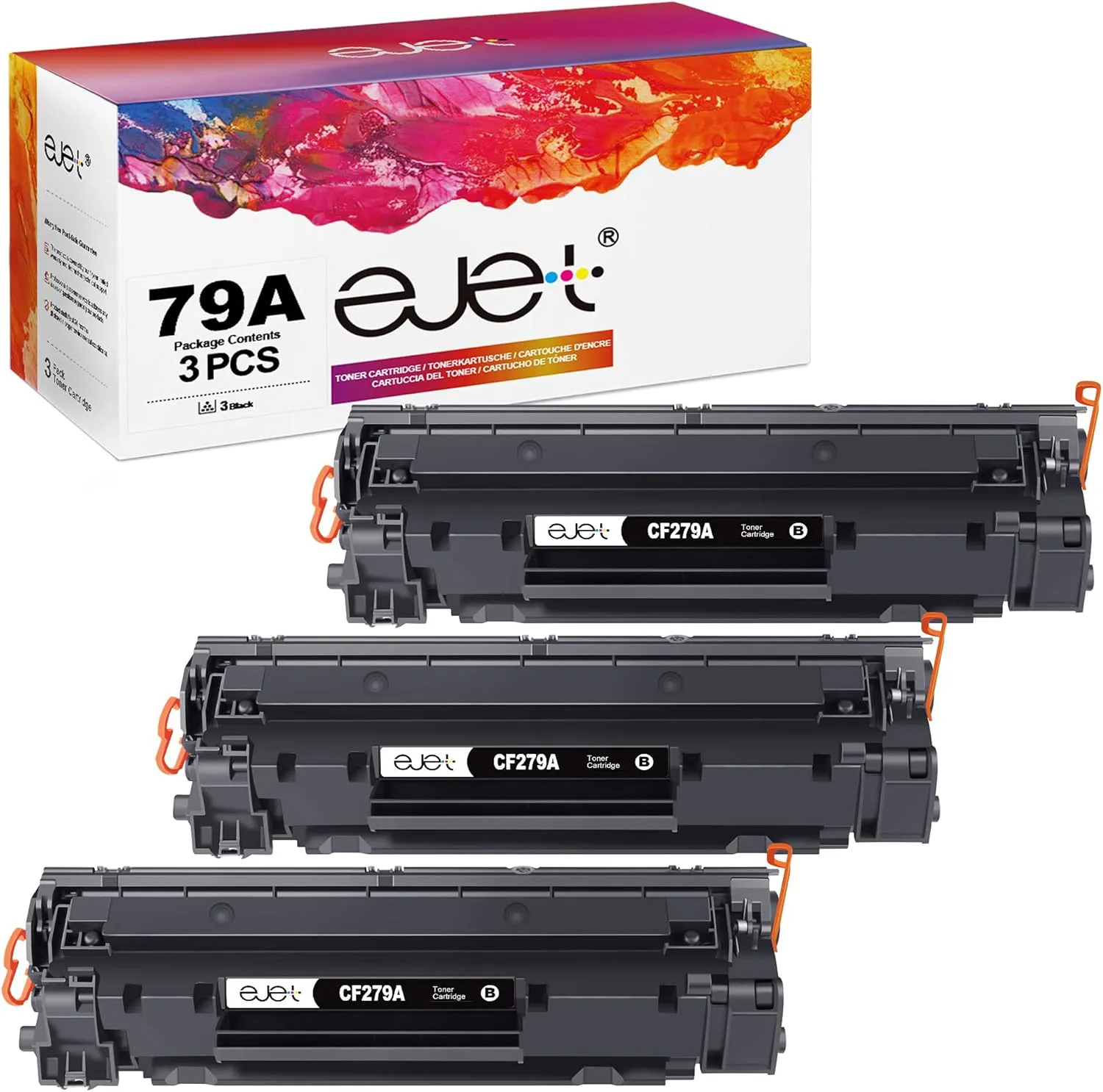 Bild von ejet 79A Tonerkartuschen kompatibel mit HP für Laserjet Pro M12 und MFP M26, 3 Stück in Schwarz