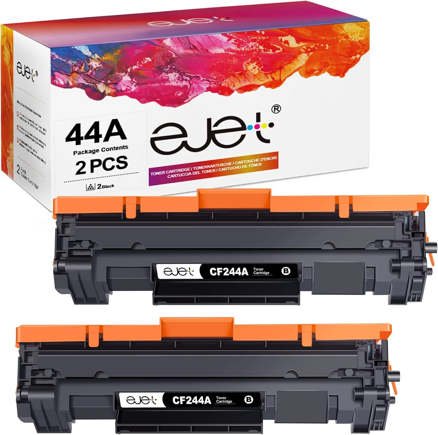 Bild von ejet Tonerkartuschen kompatibel mit HP 44A CF244A im 2er-Pack für Laserjet MFP M28w M28a und Laserjet Pro M15w M15a in Schwarz
