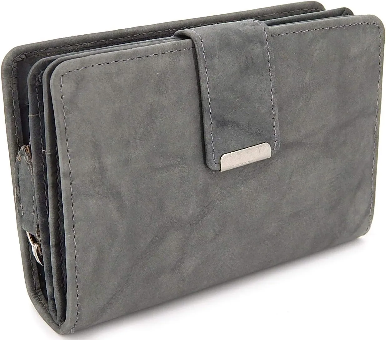 Bild von ekavale Damen Geldbörse aus weichem Leder in Grau mit RFID-Schutz
