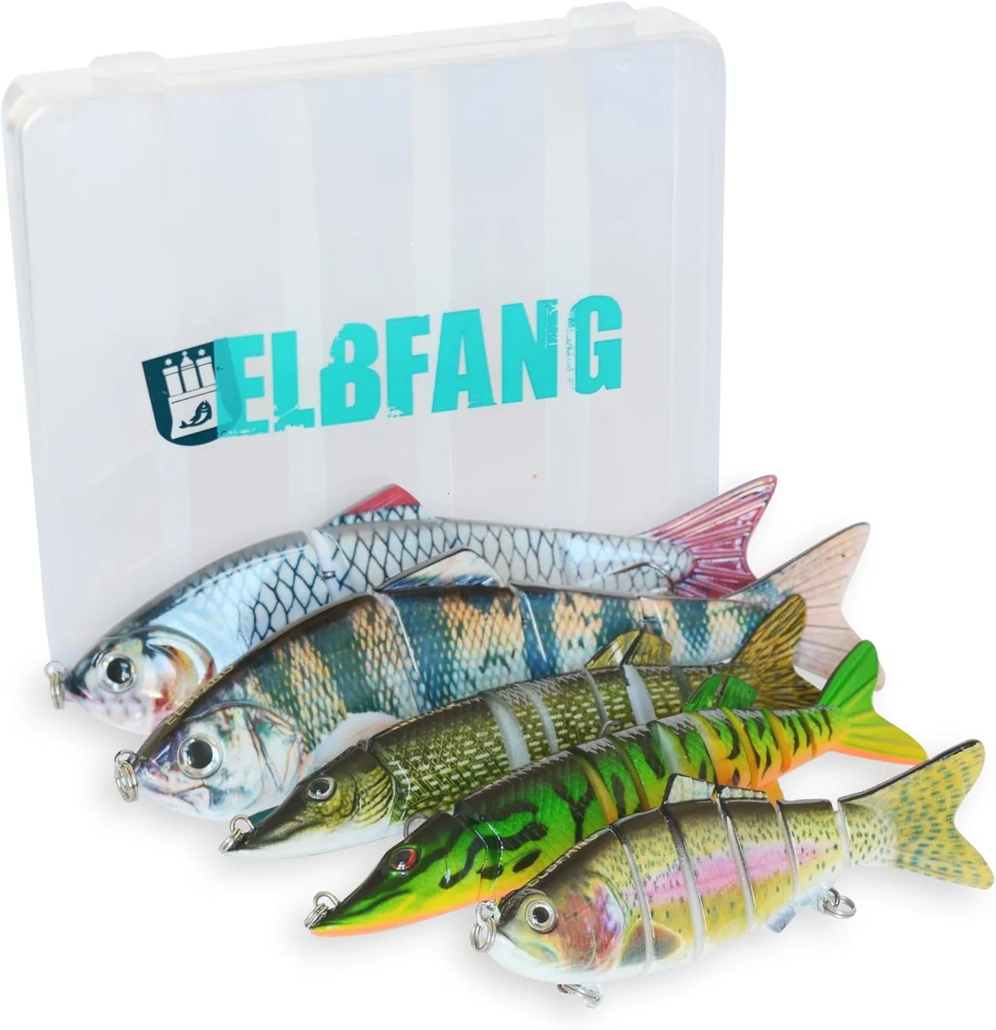 Bild von Elbfang Wobbler Set mit 5 Kunstködern und Köderbox für Raubfischangeln