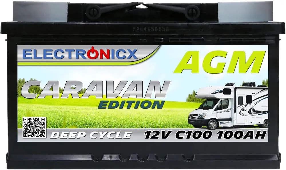 Bild von Electronicx AGM Batterie mit 100 Ah und 12 V für Wohnwagen und Camping