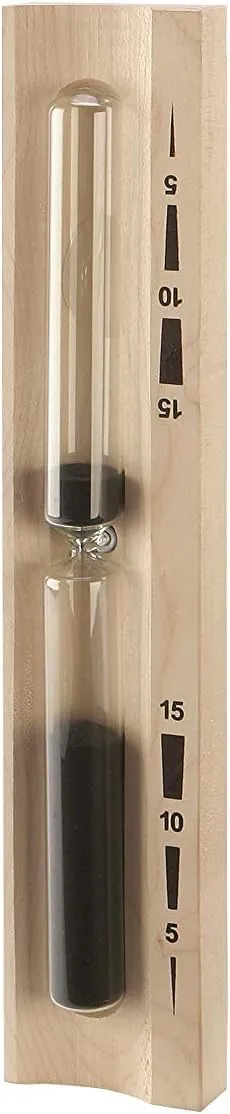 Bild von eliga Sanduhr aus hellem Holz mit schwarzem Druck und Sand