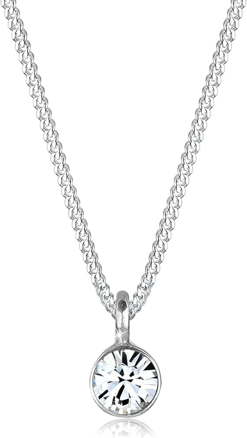 Bild von Elli Damen Halskette Basic Solitär mit Kristall aus 925 Sterling Silber