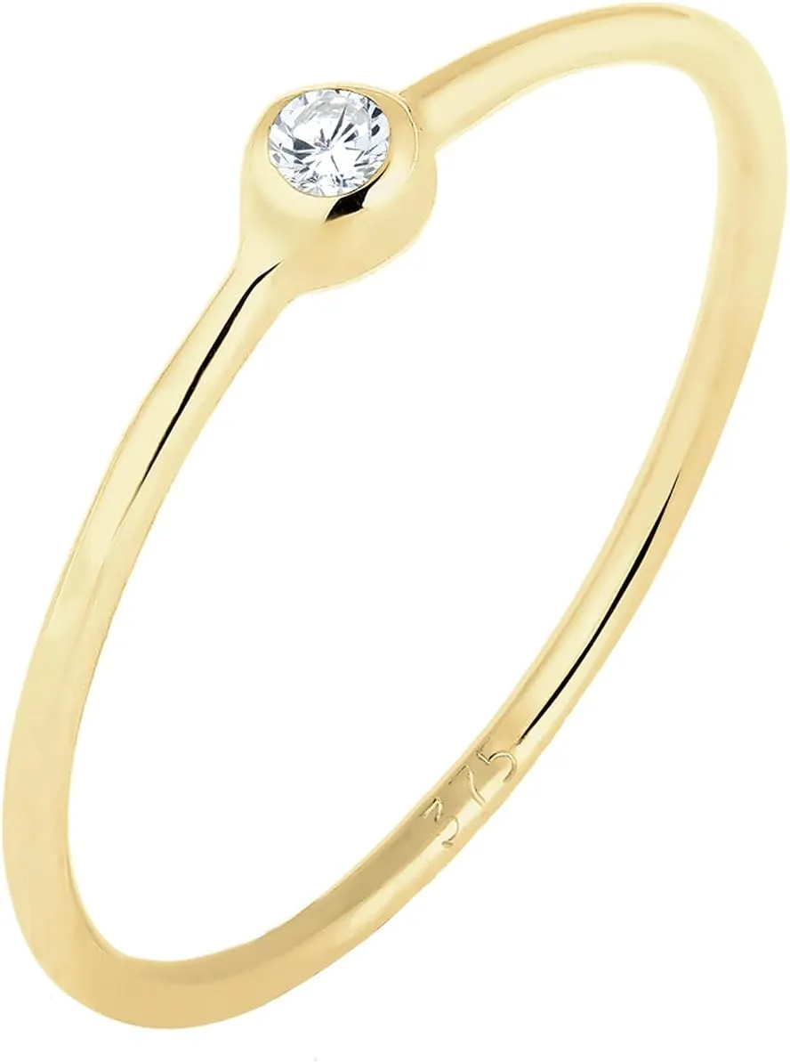 Bild von Elli PREMIUM Damenring mit Solitär Zirkonia in 375 Gelbgold