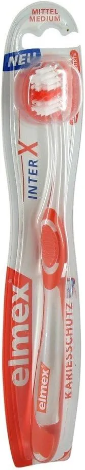 Bild von elmex Inter X Zahnbürste Kurzkopf Mittel im 4er Pack