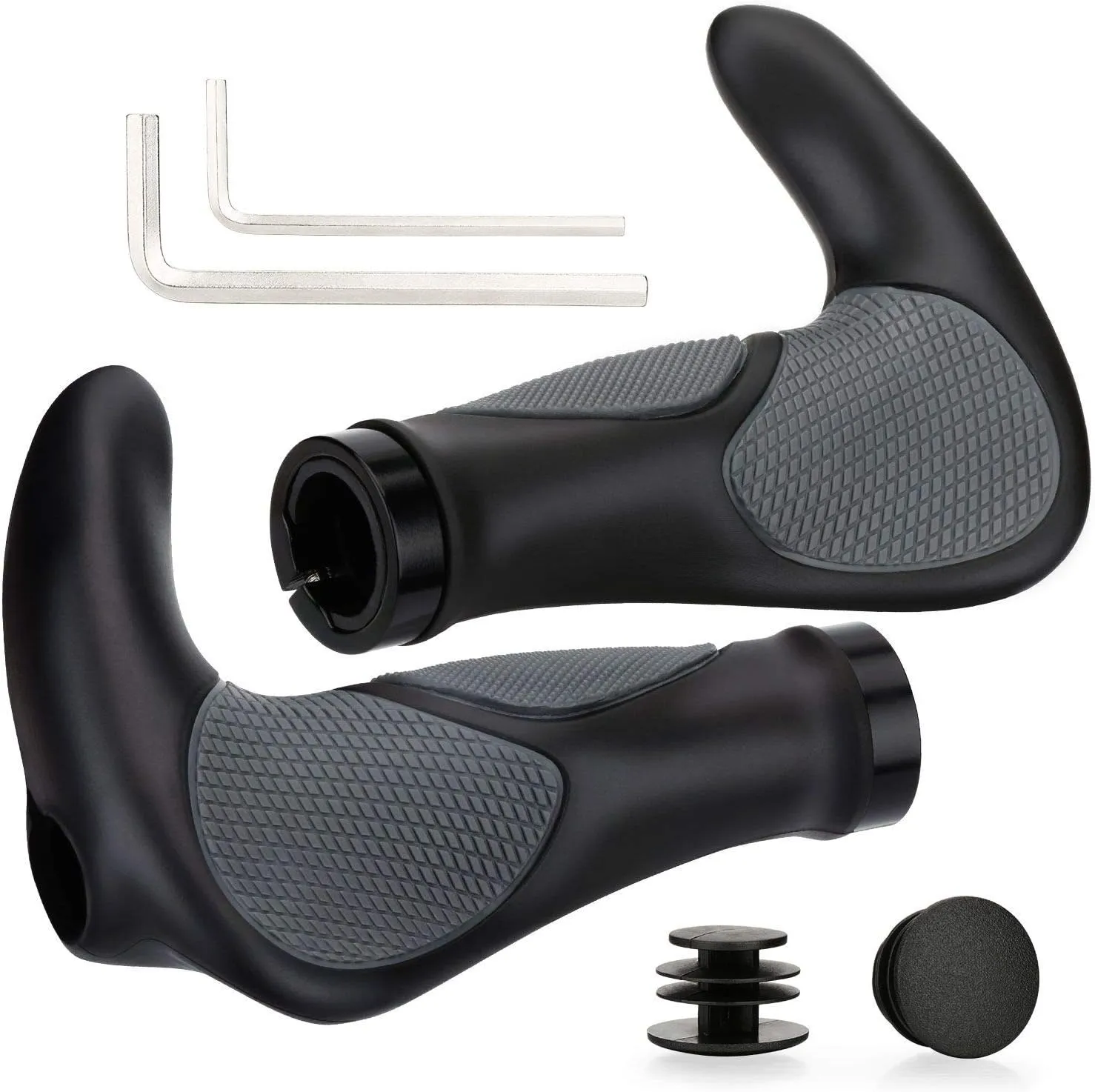 Bild von ELOSIS ergonomische Fahrradlenkergriffe mit Gel Dämpfung, rutschfest, 22 mm, geeignet für Fahrräder, E-Bikes und BMX