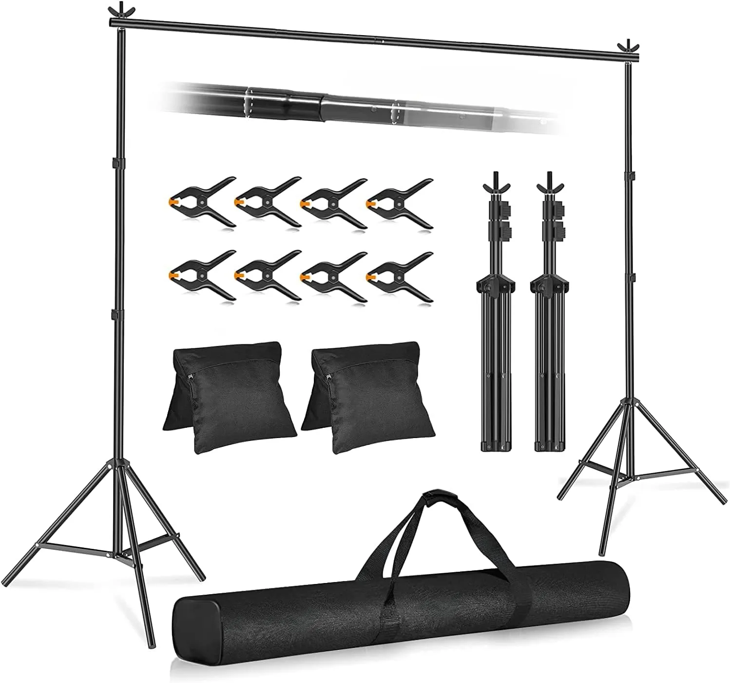 Bild von EMART Hintergrundsystem 2x3m mit 8 Klemmen und 2 Sandsäcken aus Metall für Fotostudio