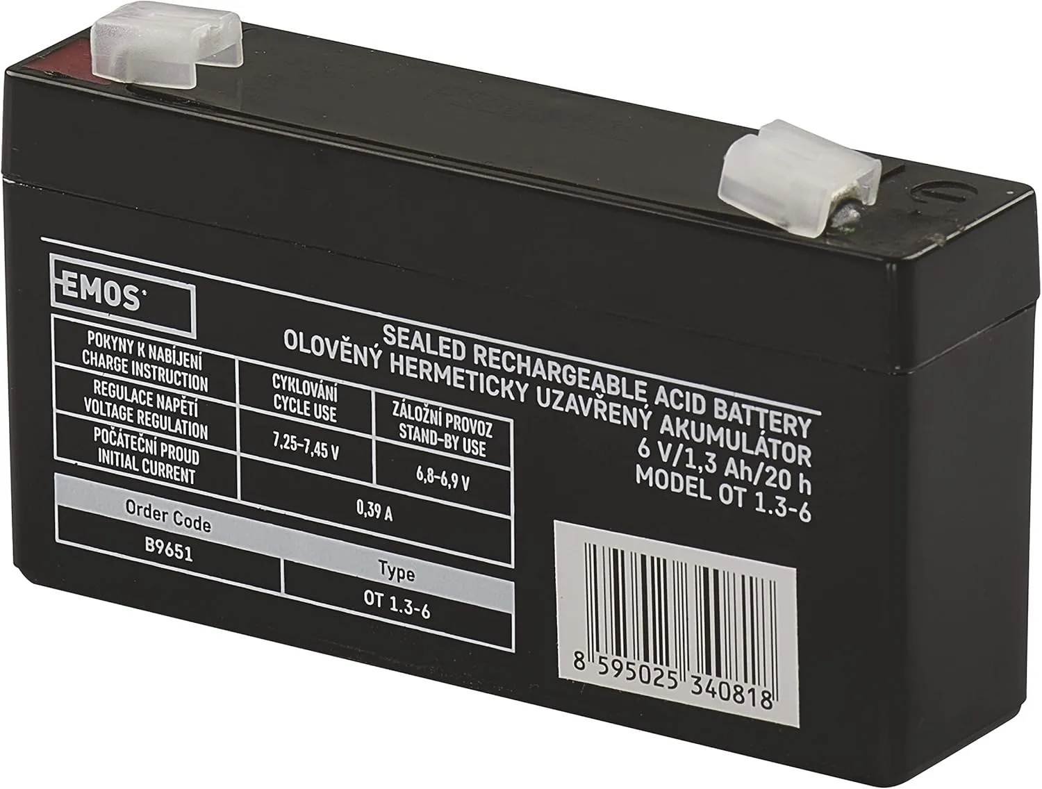 Bild von EMOS wartungsfreier Bleiakku für Alarm- und Brandmeldesysteme mit 6 Volt und 1,3 Ah