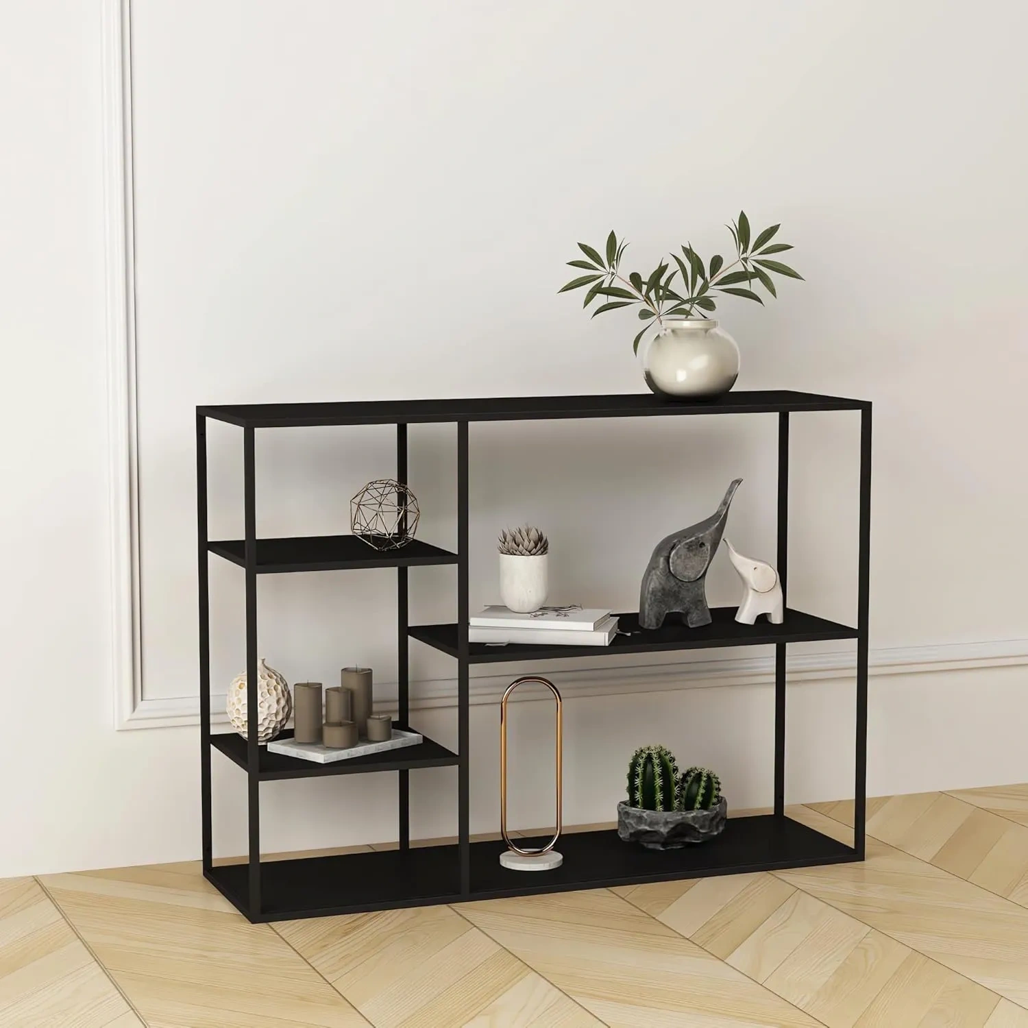 Bild von En Casa Isojoki Standregal aus Metall in Schwarz mit den Maßen 120 x 35 x 87,5 cm