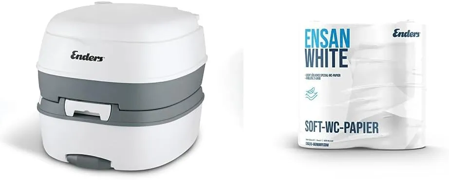 Bild von Enders Campingtoilette Deluxe mit ergonomischem Tragegriff, Spül- und Abwassertank, 130 kg Tragkraft und optimaler Sitzhöhe von 35 cm, Artikelnummer 4950, inklusive Soft WC Papier, Artikelnummer 5005