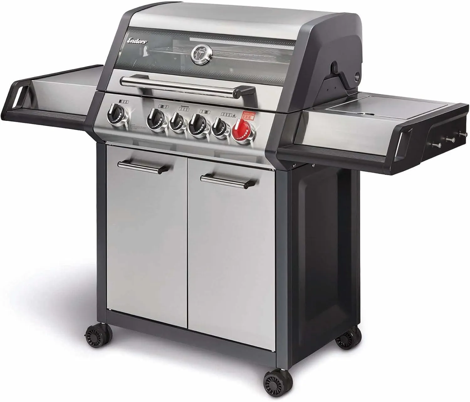 Bild von Enders Monroe Pro 4 Gasgrill mit 4 Edelstahlbrennern, Seitenkocher, Infrarot-Backburner und Turbo Zone bis 800 °C, inklusive PanoVision Sicht und SWITCH GRID, Modellnummer 8378