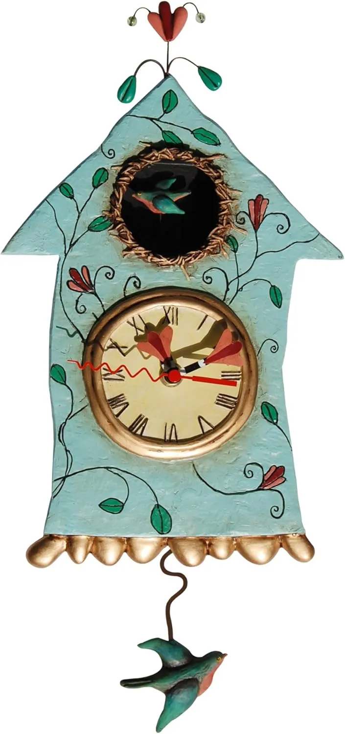 Bild von Enesco Wanduhr mit Vogelhäuschen Motiv, 32 cm, Kunstharz, Artikelnummer P8008