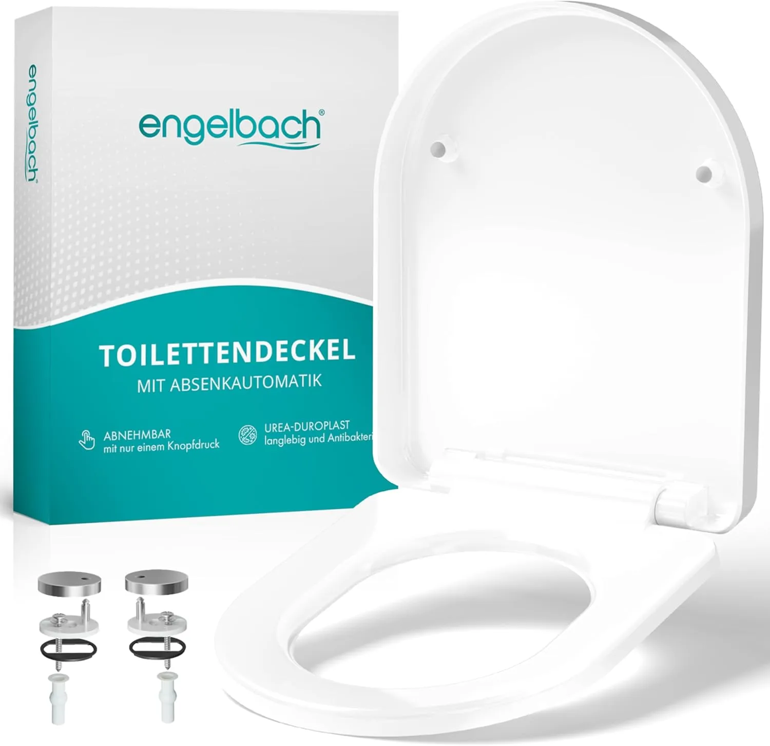 Bild von Engelbach Toilettendeckel mit Absenkautomatik und antibakteriellem Urea-Duroplast, D Form, mit Quick-Release-Funktion
