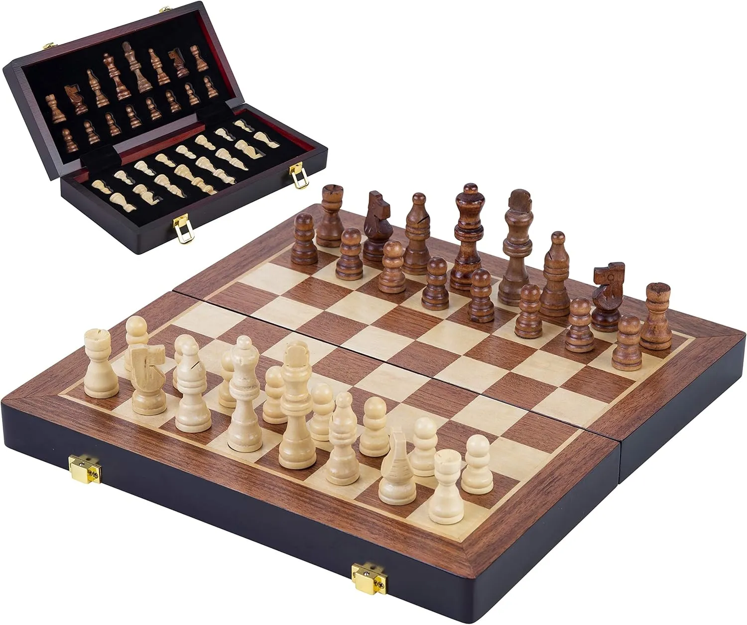 Bild von Engelhart faltbares Schachspiel aus Holz in 30 x 30 cm