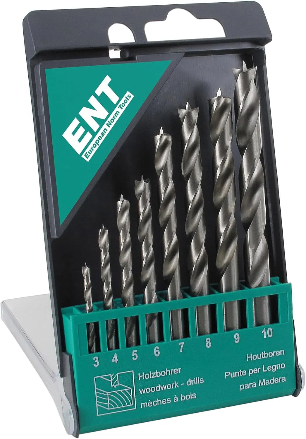 Bild von ENT HSS-G Holzbohrer Set mit 8 Teilen von 3 bis 10 mm