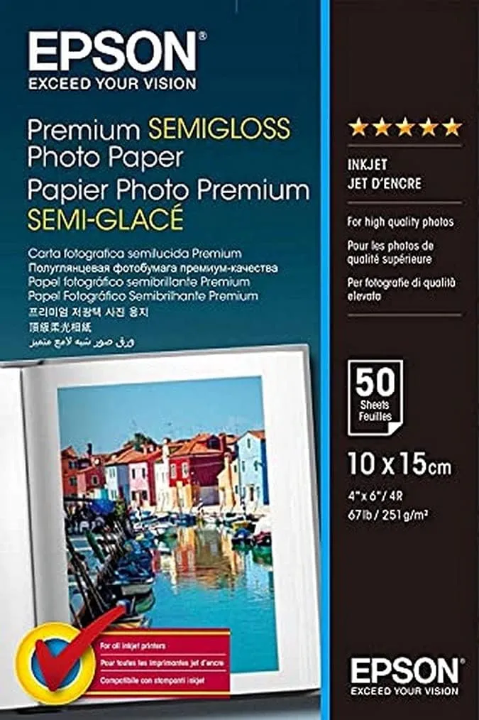 Bild von Epson Premium Semigloss Fotopapier 10x15 cm mit 50 Blatt