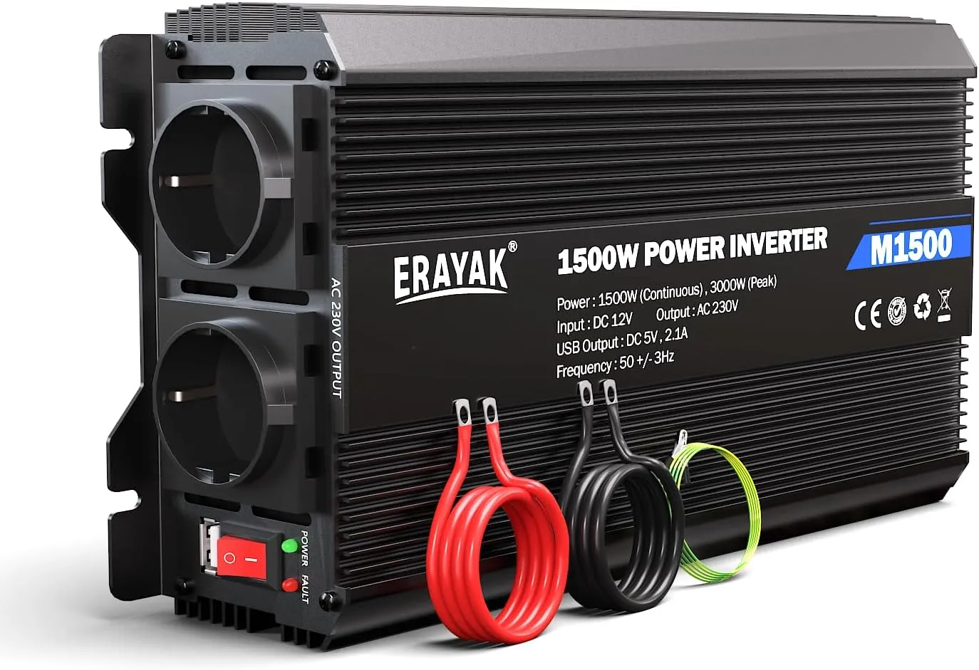 Bild von ERAYAK Spannungswandler 1500W/3000W für 12V auf 230V, ideal für Fahrzeuge und Wohnwagen