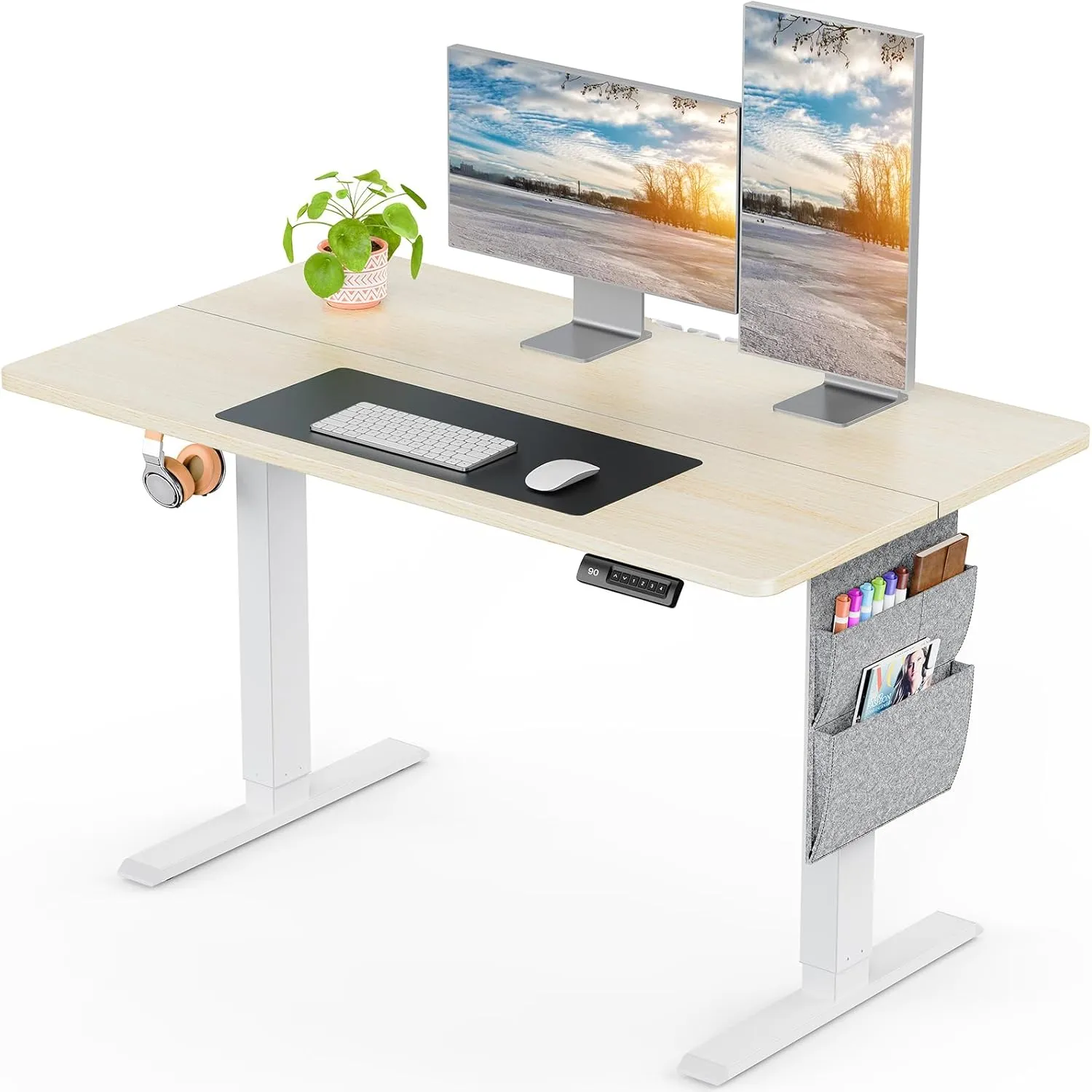 Bild von ErGear Höhenverstellbarer Schreibtisch 100x60 cm mit 80 kg Tragkraft und Memory Funktion, inkl. Aufbewahrungstasche
