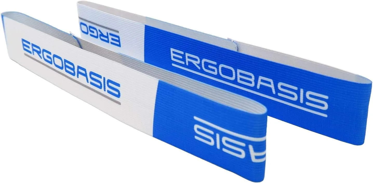 Bild von Ergobasis Halteband Set für Gymnastikmatten in Blau und Weiß, 2 Teile
