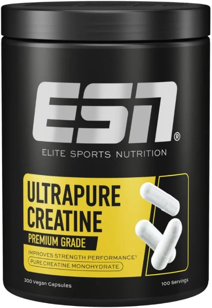 Bild von ESN Ultrapure Kreatin Monohydrat mit 300 Kapseln für Muskelaufbau und Performance, vegan und mikrofein, hergestellt in Deutschland