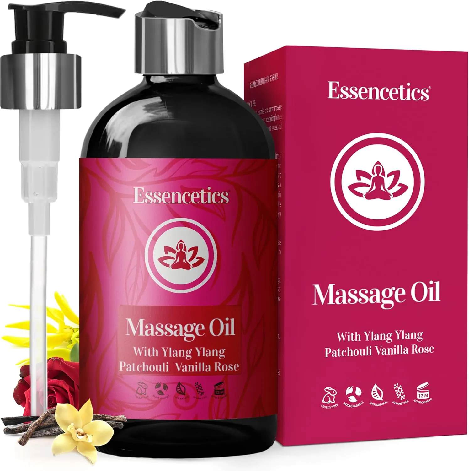 Bild von Essencetics Massageöl mit Ylang Ylang, Patchouli und Vanillerose, 8 oz