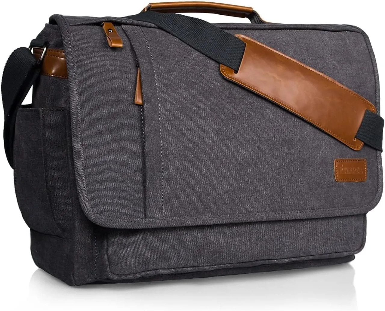 Bild von ESTARER Umhängetasche für Laptops bis 15,6 Zoll aus grauem Canvas für Arbeit und Uni