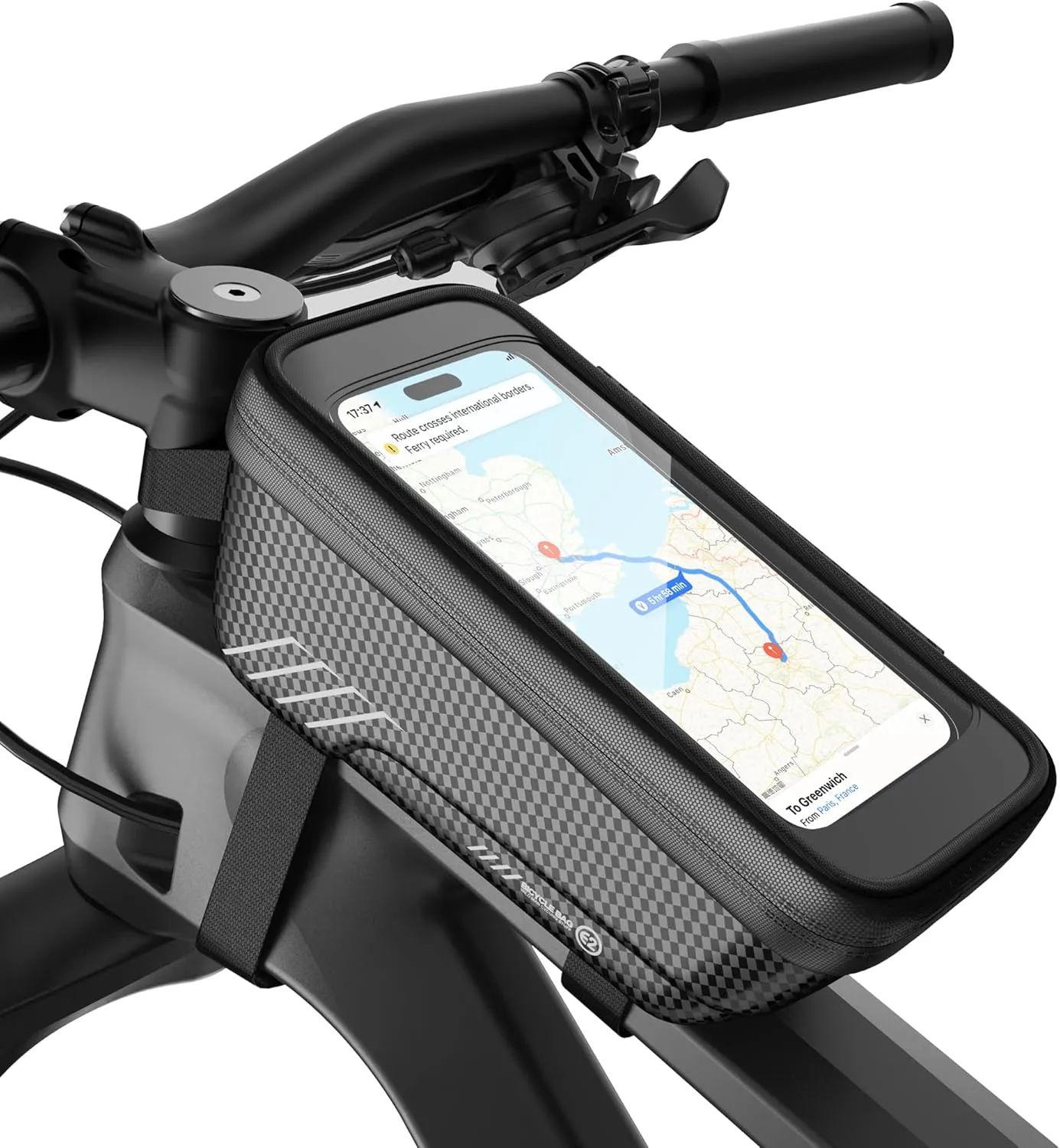 Bild von Estralia Fahrradtasche für den Lenker mit wasserdichtem TPU-Touchscreen, geeignet für Handys bis 6,7 Zoll