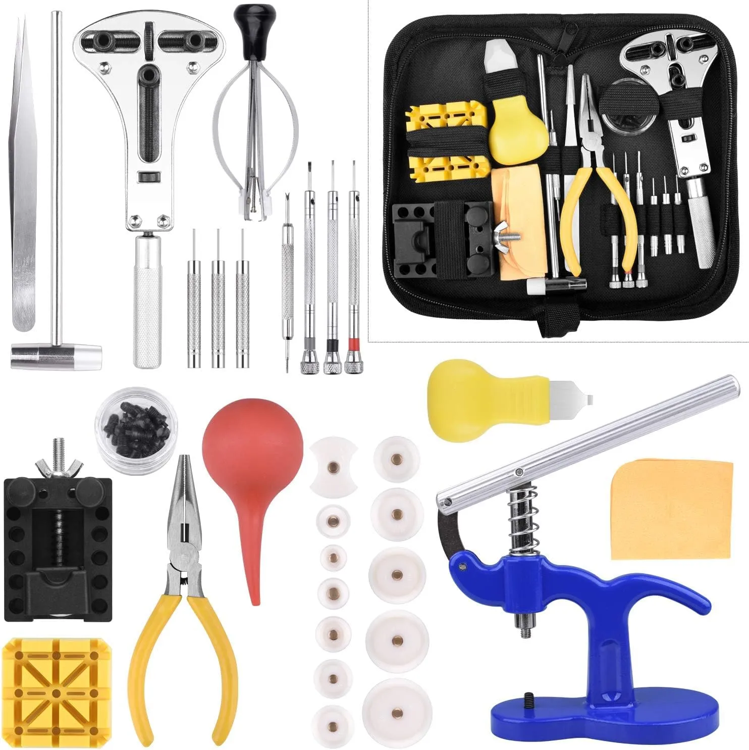 Bild von ETEPON Uhrenwerkzeug Set mit Gehäusebodenöffner, Schraubendreher und Federstegwerkzeug